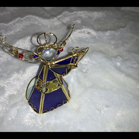 7” STAINED GLASS ANGEL TEA LIGHT HOLDER - Picture 4 of 8